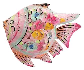 Suport pentru lumânare marinar pește roz ORIGIN Home Decor, figură pește portocaliu - 21x27x8cm
