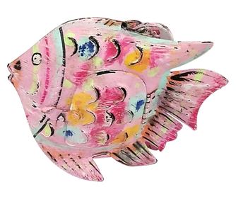 Suport pentru lumânări cu pește roz și marinar, figurină pește portocaliu - 15x17x6cm