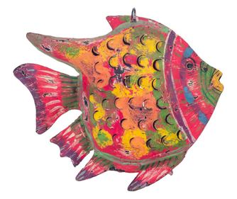 Suport pentru lumânări cu figură de pește roșu - 21x27x8cm