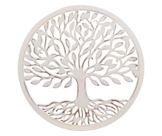 Ornament decorativ pentru casă ORIGIN Plăci rotunde din lemn Ornament de perete pentru grădină alb - 1x50x50cm