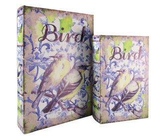 Cutie de cărți cu păsări ORIGEN Home Decor 2U Lila dreptunghiulară 27x18x7cm