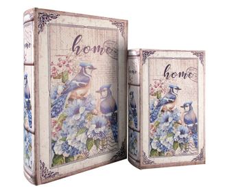 Cutie de cărți cu păsări ORIGEN Home Decor 2U Lila dreptunghiulară 27x18x7cm