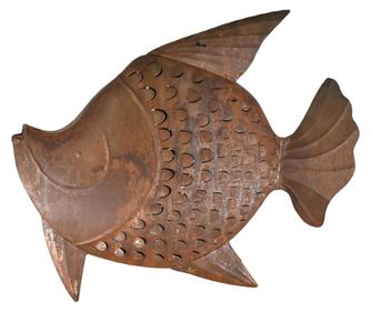 Figurină Pește Maro ORIGEN Home Decor 41x50x15cm - Decorațiune Metalică pentru Acasă