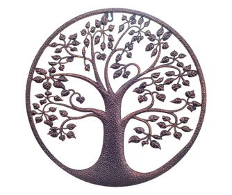 Ornament Arborele Vieții ORIGEN Home Decor Rotund Gri Aplicații Metalice 40x40x1cm