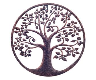Ornament Arborele Vieții ORIGEN Decor Acasă Aplice Rotunde din Metal Gri 30x30x1cm