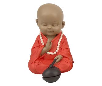 Figurină Buddha Portocalie ORIGIN Home Decor Monk 3U Buddhas - 11x8x9cm