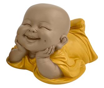 Figurină Buddha Portocalie ORIGEN Home Decor Monk 3U Buddhas - 9x15x11cm pentru Decor Interior și Exterior