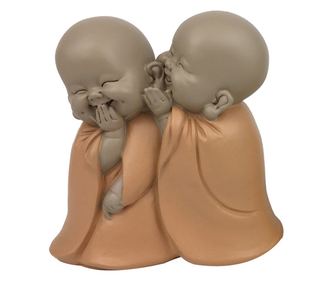 Figurină Decorațiuni Interioare ORIGIN Călugări Secret 2U Buddha Portocaliu - 12x12x7cm