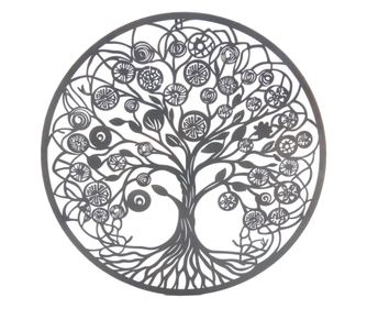 Ornament de perete din metal decorativ etnic ORIGEN Decor Home 60x60 cm