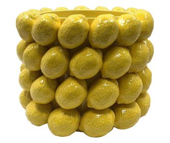 Голяма декоративна керамична саксия за лимони ORIGEN Decor Home, жълта ваза за цветя, елегантен градински аксесоар