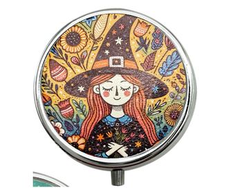 Кутия за хапчета ORIGEN Decor Home Multicolor Witch с обяснения - Органайзер за лекарства и добавки за оригинален и практичен G
