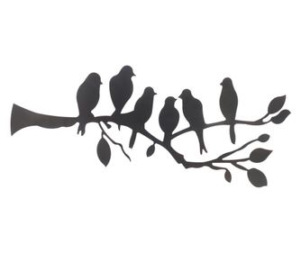 Ornament de perete cu ramuri de copac și păsări mici pentru decor interior și exterior, stil natural și modern