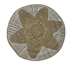 Ornament de perete din palmier natural și iarbă de mare pentru decorarea grădinii și a spațiului exterior, 52 cm