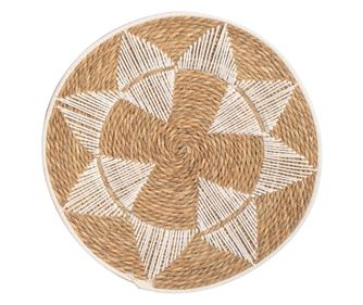 Ornament de perete din palmier natural și iarbă de mare pentru decorarea grădinii și a exteriorului, 62cm x 8cm