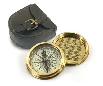 Busolă nautică rotundă aurie - 2x6x6cm