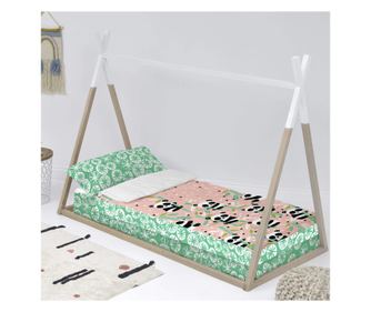 Povlak na přikrývku se zipem Panda garden 90x200 cm Bez výplně Růžová