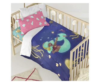Sada ložního prádla 2 kusy Happy mermaid 115x145 cm (Dětská postel) Multicolor