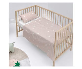 Set de lenjerie 2 piese Little star 100x130 cm (Pătuț) Roz