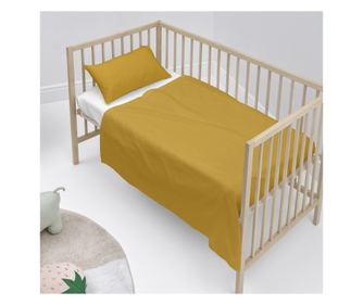 Set lenjerie 2 piese Basic 120x180 cm (Pat pentru copii) Muștar