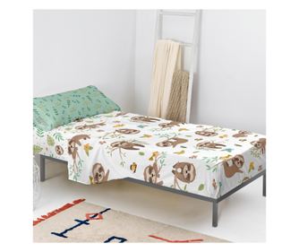 Set posteljnine 2-delni Happy sloth 160x270 cm (Enojna) Večbarvna