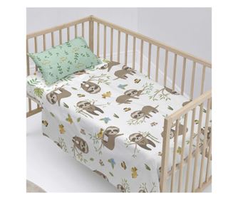 Set de lenjerie 2 piese Happy sloth 120x180 cm (Pat de copil) Multicolor