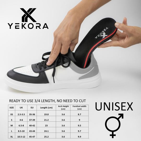 Ortopedski ulošci YEKORA Foot Expert 3/4, za ravna stopala, snižen svod stopala, Veličina  XL/45-47