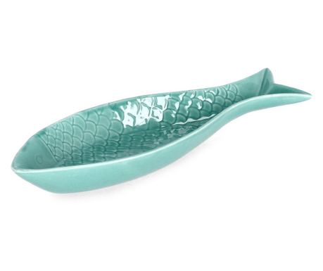 Sada 4 modrých porcelánových tanierov Ryba 28x9,2x3,3 cm