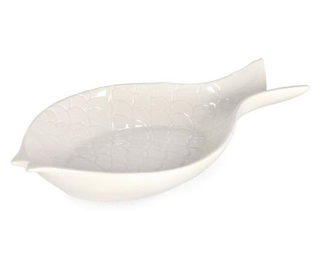 Sada 6 bielych porcelánových tanierov Ryba 24x14x3,5 cm