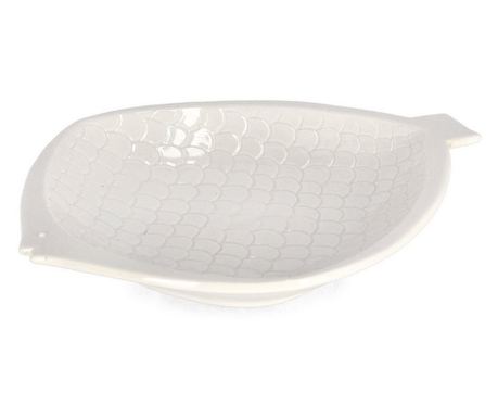 Sada 6 bielych porcelánových tanierov Ryba 22,7x18,3x3 cm