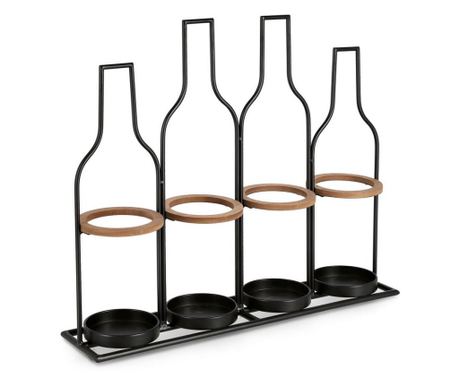 Črno jeklo in rjava MDF vinska polica Isaac 56x13x48,5 cm
