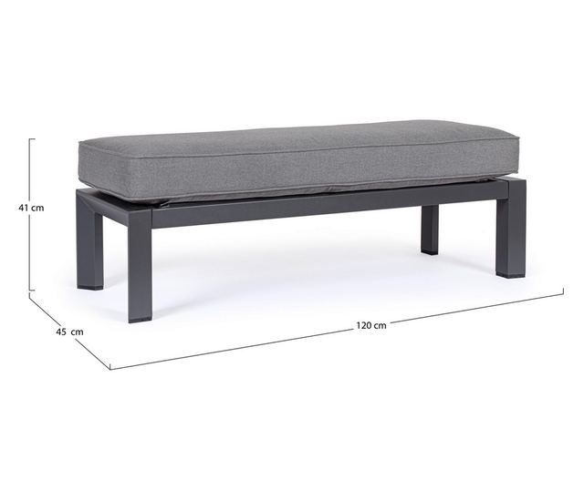 Klupa od aluminija i tekstila antracit sive boje Hendrix 120x45x41 cm