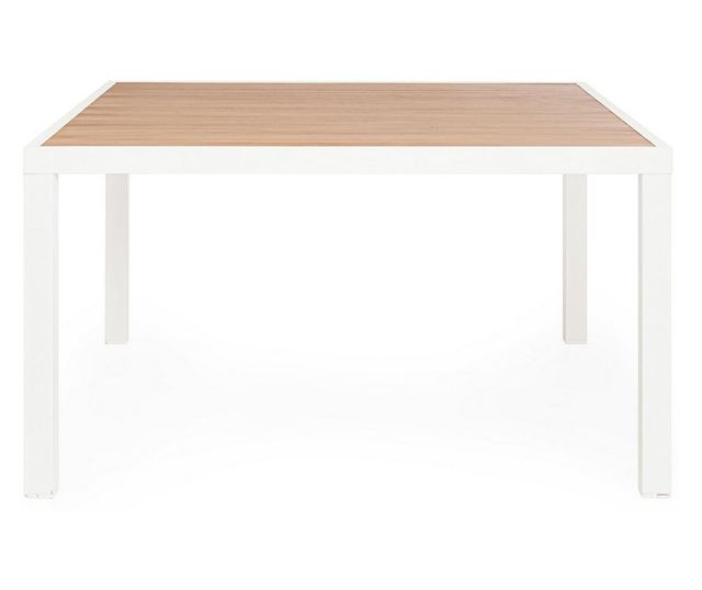 Biało-brązowy stół aluminiowy Hilija 136x136x75 cm