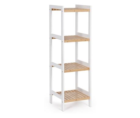 Ράφι δαπέδου Brooklyn MDF Λευκή Φυσική Μπαμπού 34x33x110 εκ.