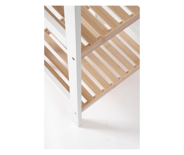 Fehér MDF padlópolc természetes bambusz Brooklyn 34x33x110 cm
