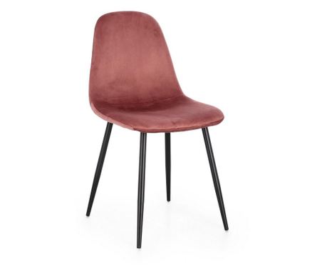 Set od 4 crne čelične ružičaste baršunaste stolice Irelia 44x53x84 cm