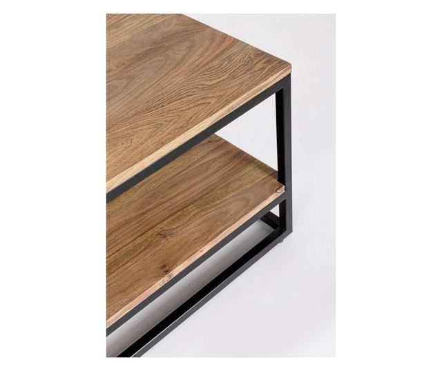 Nartan stolić za kavu od smeđeg drva i crnog čelika, 118x60x40 cm