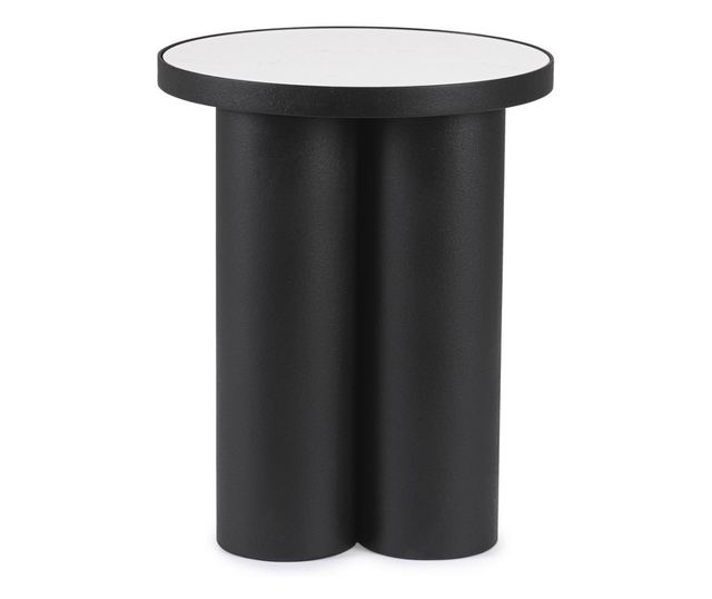 Črna jeklena stranska mizica z belim marmorjem 40x50 cm