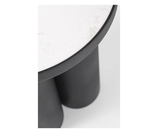 Črna jeklena stranska mizica z belim marmorjem 40x50 cm