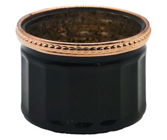 Set od 2 držača za svijeće od crnog i zlatnog stakla 8x6 cm