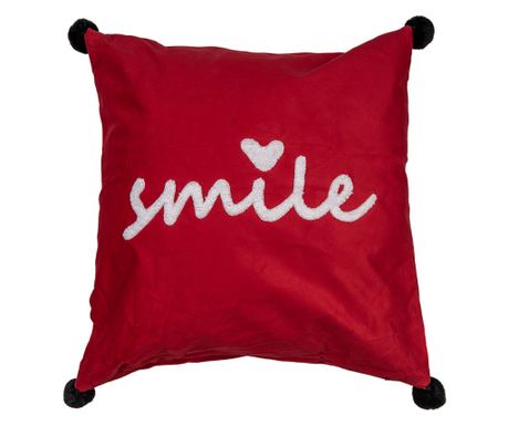 Dekoratív textil párna piros fehér Mosoly 45x45 cm
