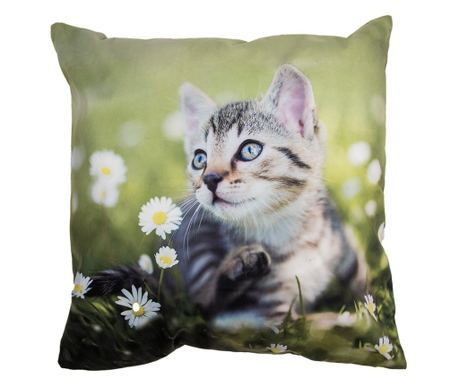 Többszínű textil díszpárna Macska 45x45 cm