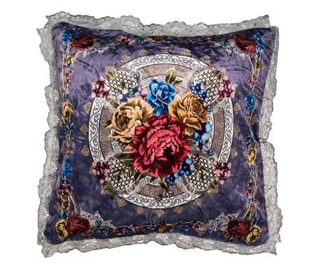 Dekoratív Textil Párna Többszínű Virágokkal 55x55 cm