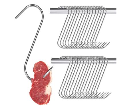 Set 30 kavljev za dimljenje mesa, IdeallStore Butcher Shop, 17 cm, nerjaveče jeklo