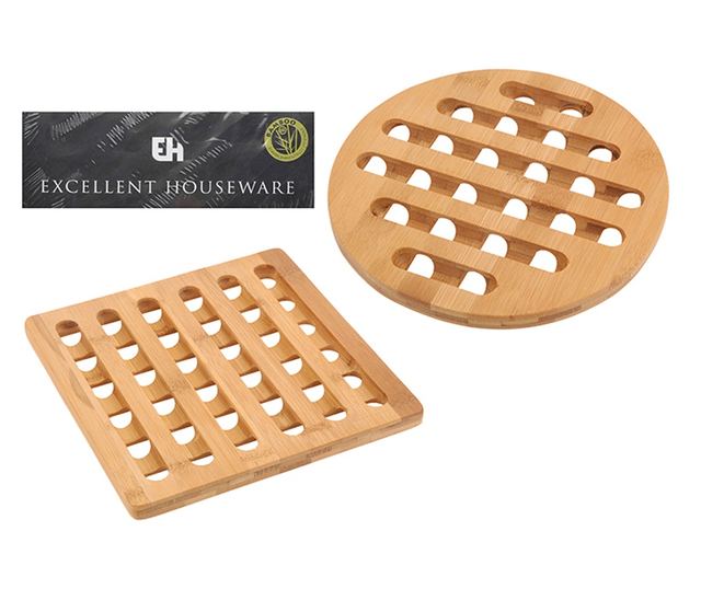 2 db-os edénytartó készlet Excellent Houseware, bambusz, 20x0,8 cm, barna