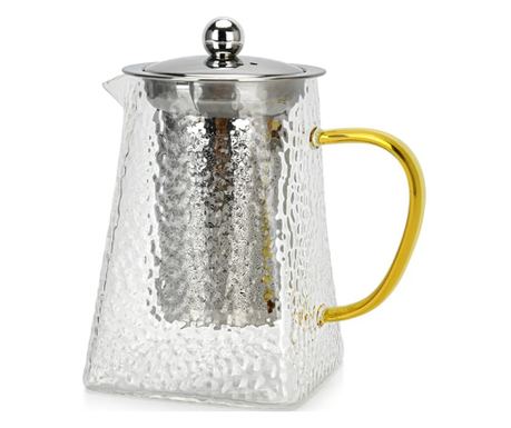 Konvička Fissman s louhovačem, borosilikátové sklo/nerez, 13,5x9,3x15 cm, 700 ml, stříbrná/žlutá