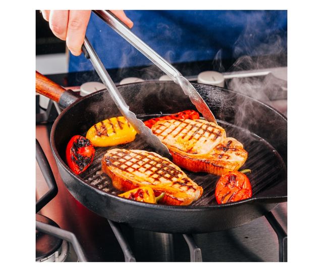 Tigaie grill Stellar, fonta, 28x3 cm, negru