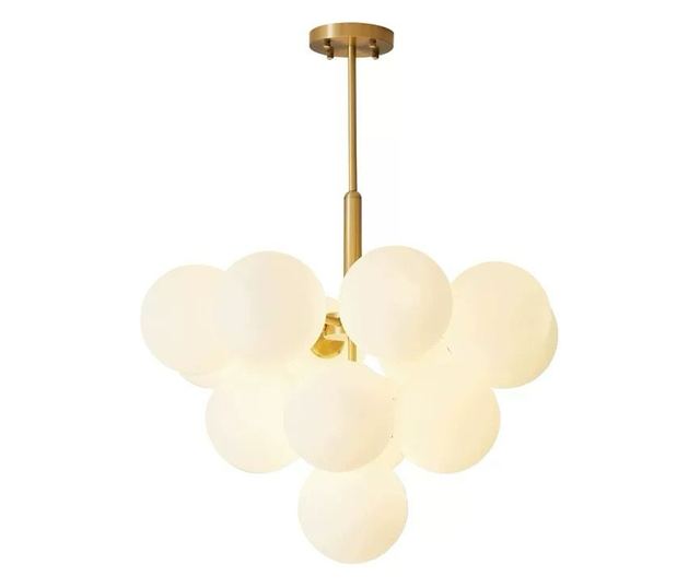 RFAN Chandelier, Model 5071-13, with Lampshades, 13 X E27, Gold/White