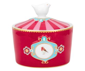 Porculanska šećernica, Pip Studio, Crvena/Ružičasta, 300 ml, kolekcija Love Birds