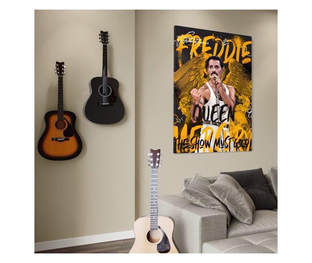 Tablou Canvas Premium LuxCanva® A1526, Freddie Angel , Room, Cantaret, Artist, Queen, Living, Culori Vibrante - 70 X 100