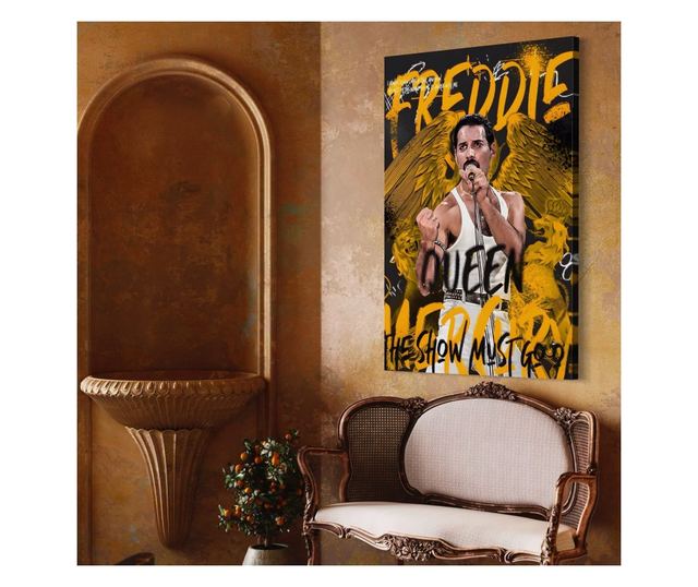 Tablou Canvas Premium LuxCanva® A1526, Freddie Angel , Room, Cantaret, Artist, Queen, Living, Culori Vibrante - 70 X 100